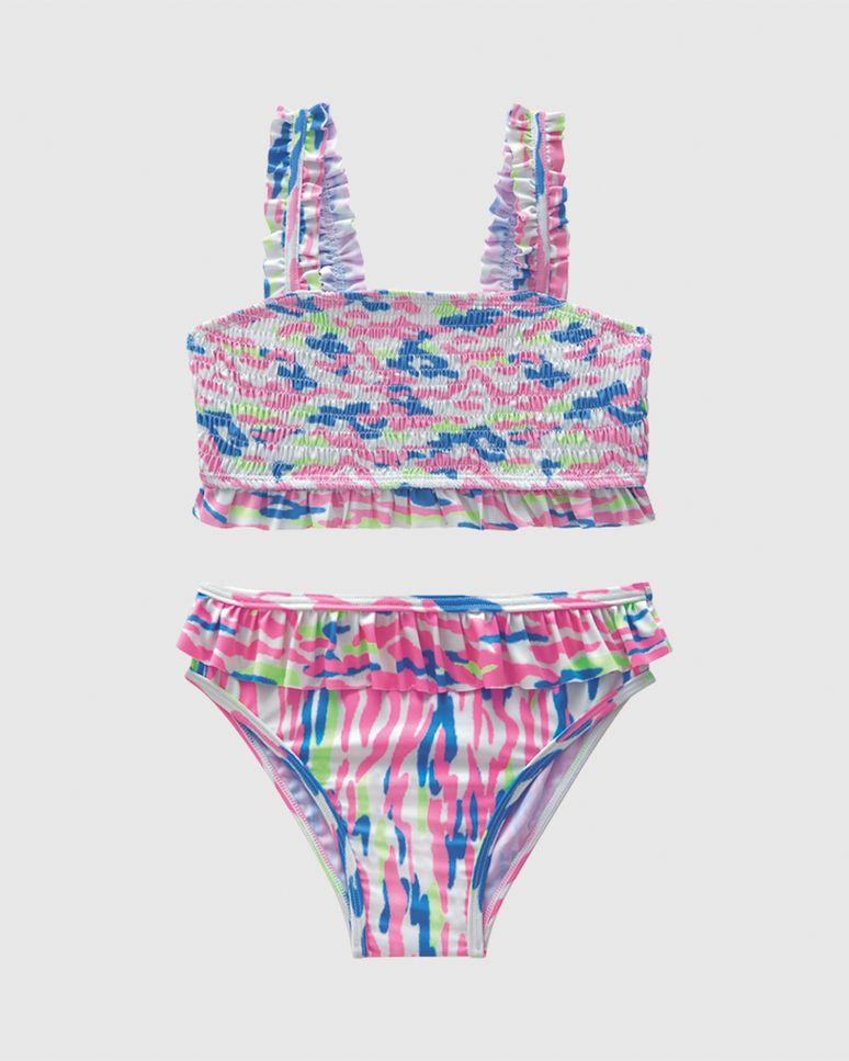 Biquíni Infantil Menina Alça Elástica E Babados Em Malha UV50+ Malwee Kids