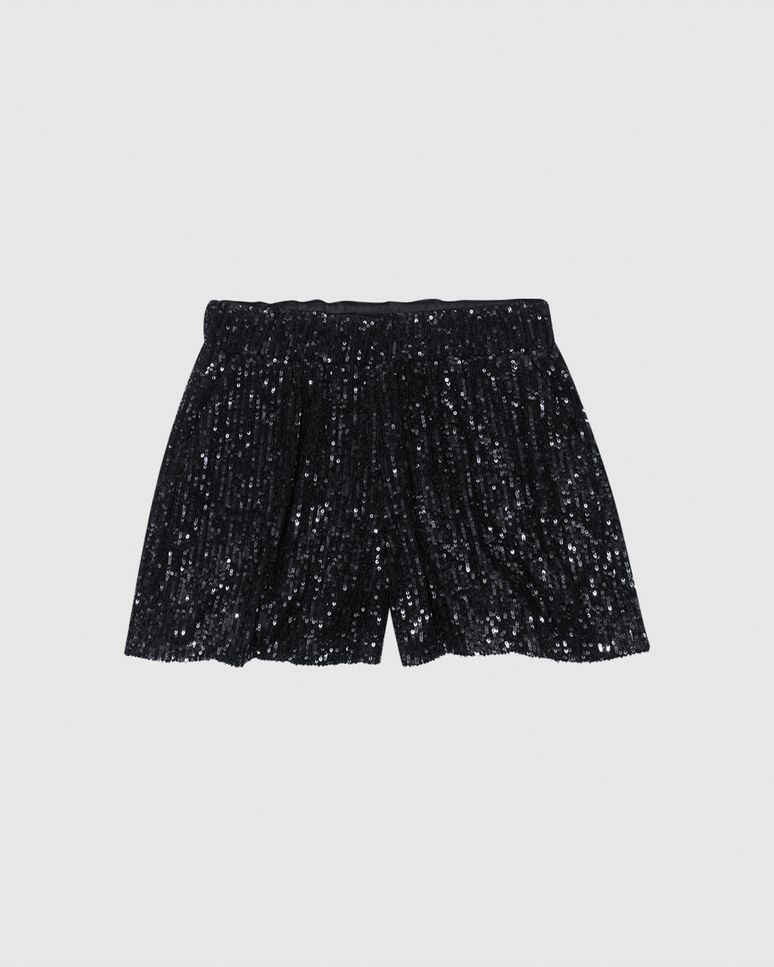 Shorts Menina Evasê Bolso Funcional Em Paetê Malwee Kids