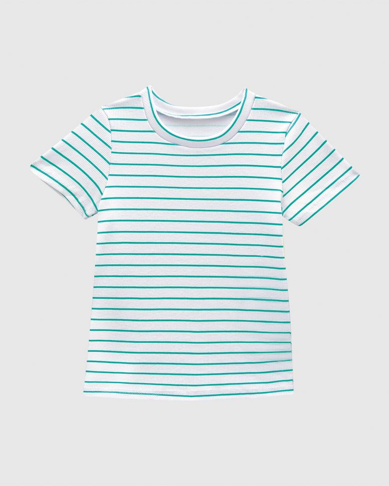 Blusa Infantil Menina Listrada Manga Curta Em Ribana Malwee Kids