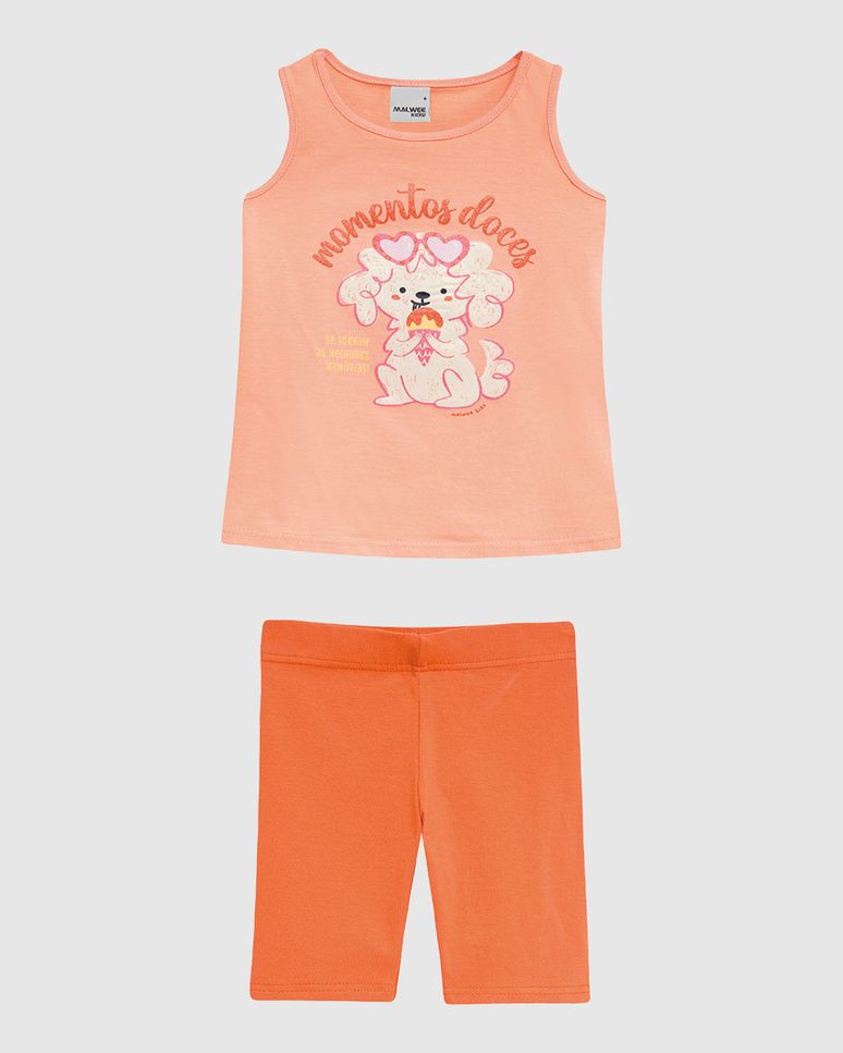 Conjunto Infantil Menina Regata Estampa Glitter E Bermuda Algodão Malwee Kids