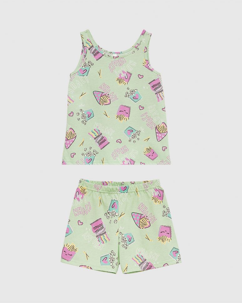 Pijama Curto Infantil Menina Estampado Em Algodão Malwee Kids