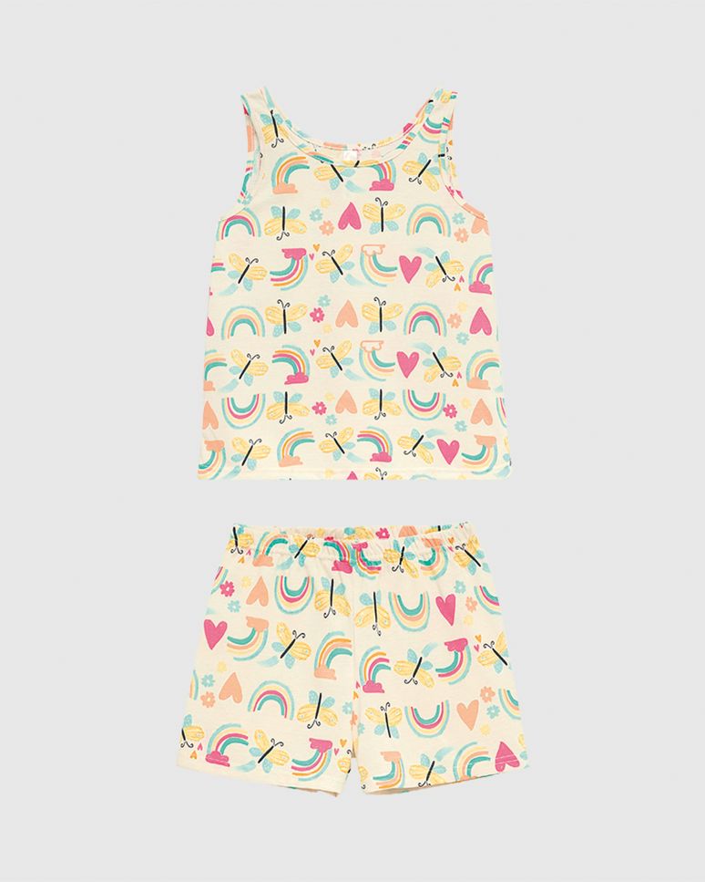 Pijama Curto Infantil Menina Estampado Em Algodão Malwee Kids