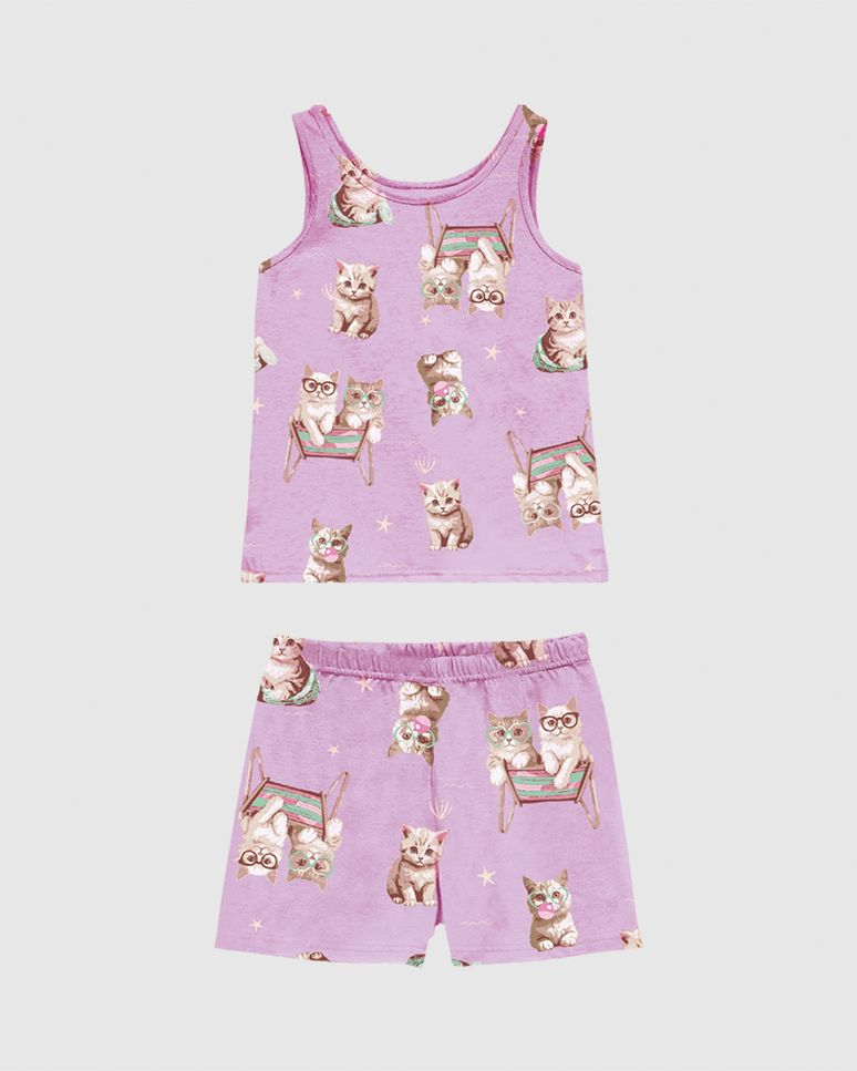 Pijama Curto Infantil Menina Estampado Em Algodão Malwee Kids