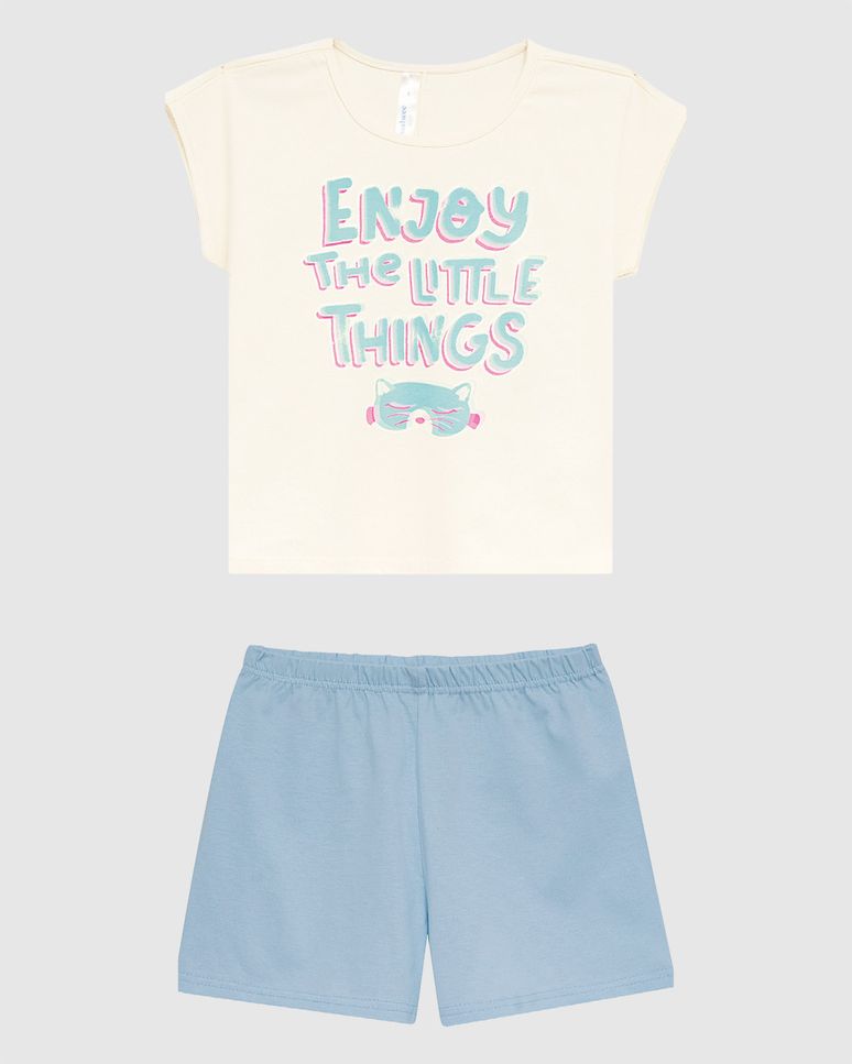 Pijama Curto Infantil Menina Enjoy The Little Things Em Algodão Malwee Kids
