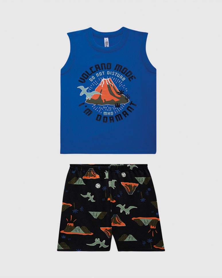 Pijama Curto Infantil Menino Bermuda Estampada Em Algodão Malwee Kids