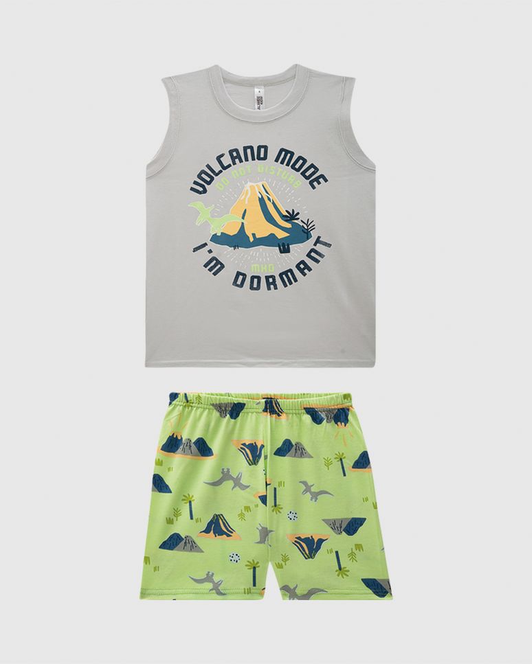 Pijama Curto Infantil Menino Bermuda Estampada Em Algodão Malwee Kids