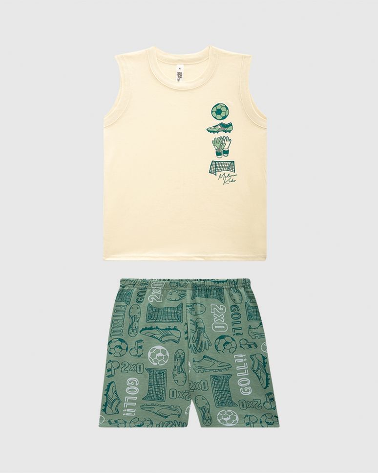 Pijama Curto Infantil Menino Bermuda Estampada Em Algodão Malwee Kids