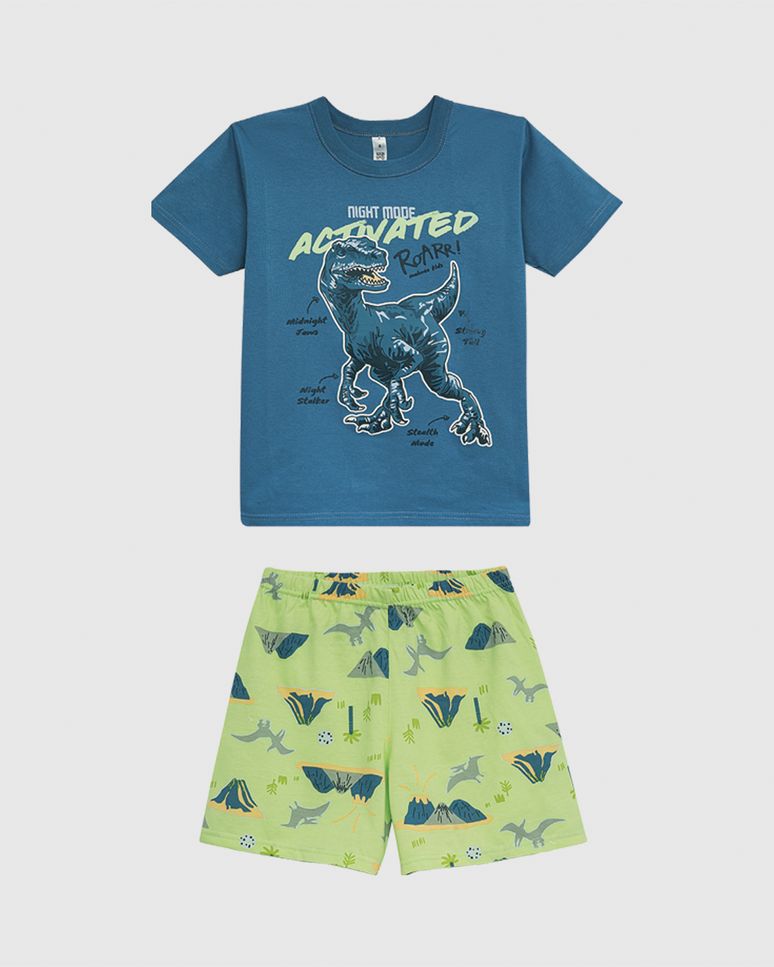 Pijama Infantil Menino Night Mode Activated Roarr! Em Algodão Malwee Kids