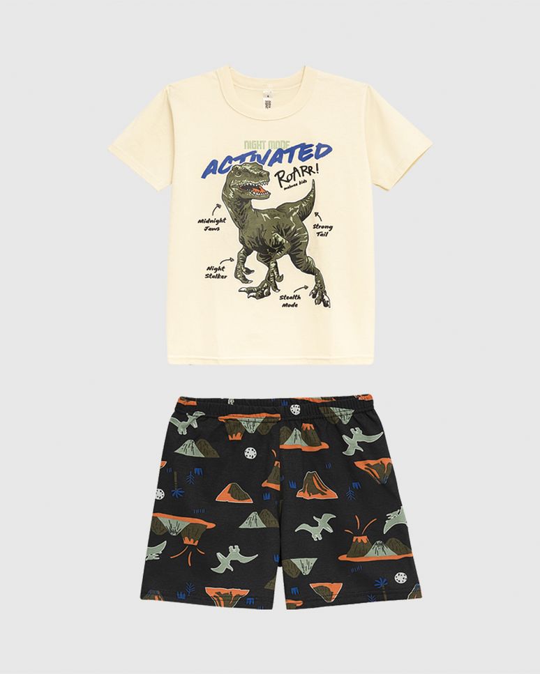 Pijama Infantil Menino Night Mode Activated Roarr! Em Algodão Malwee Kids