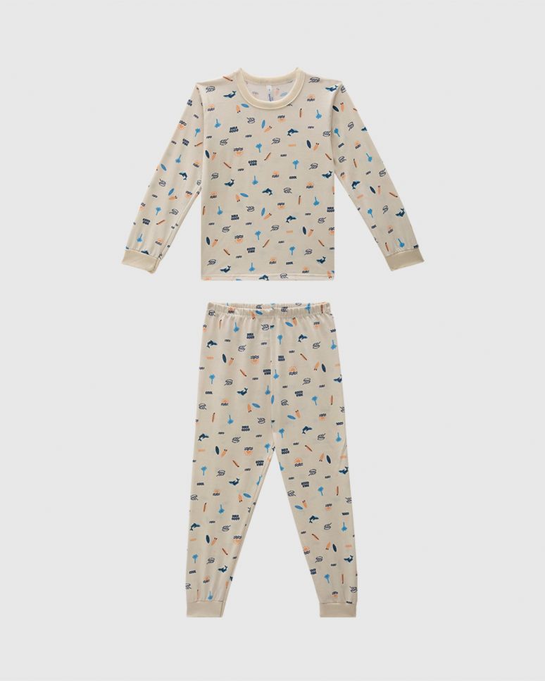 Pijama Infantil Menino Estampado Camiseta Manga Longa Em Algodão Malwee Kids