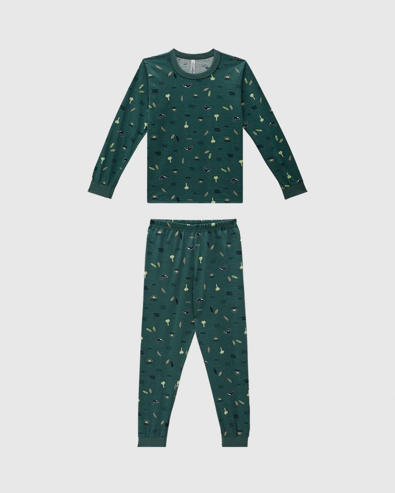 Pijama Infantil Menino Estampado Camiseta Manga Longa Em Algodão Malwee Kids