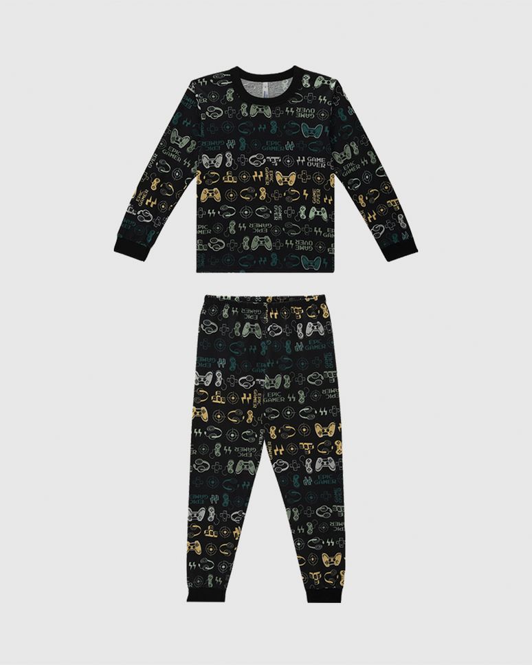 Pijama Infantil Menino Estampado Camiseta Manga Longa Em Algodão Malwee Kids