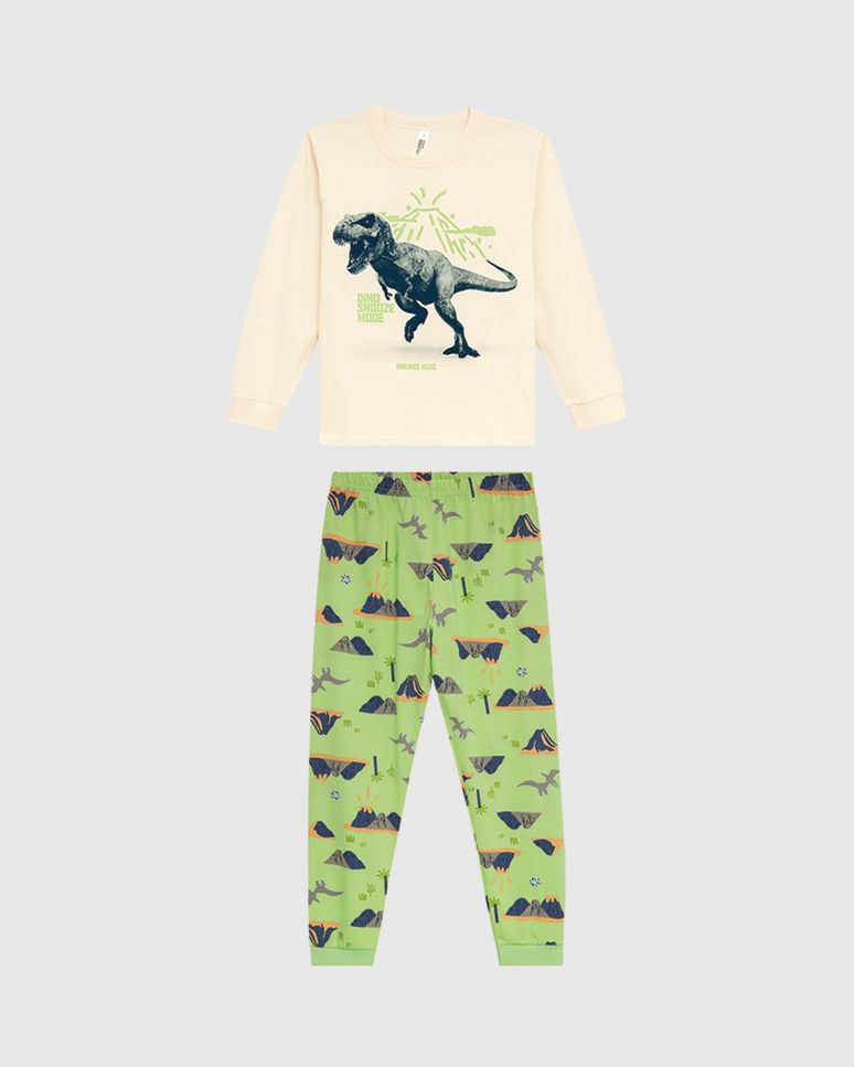 Pijama Infantil Menino Estampado Manga Longa E Calça Em Algodão Malwee Kids