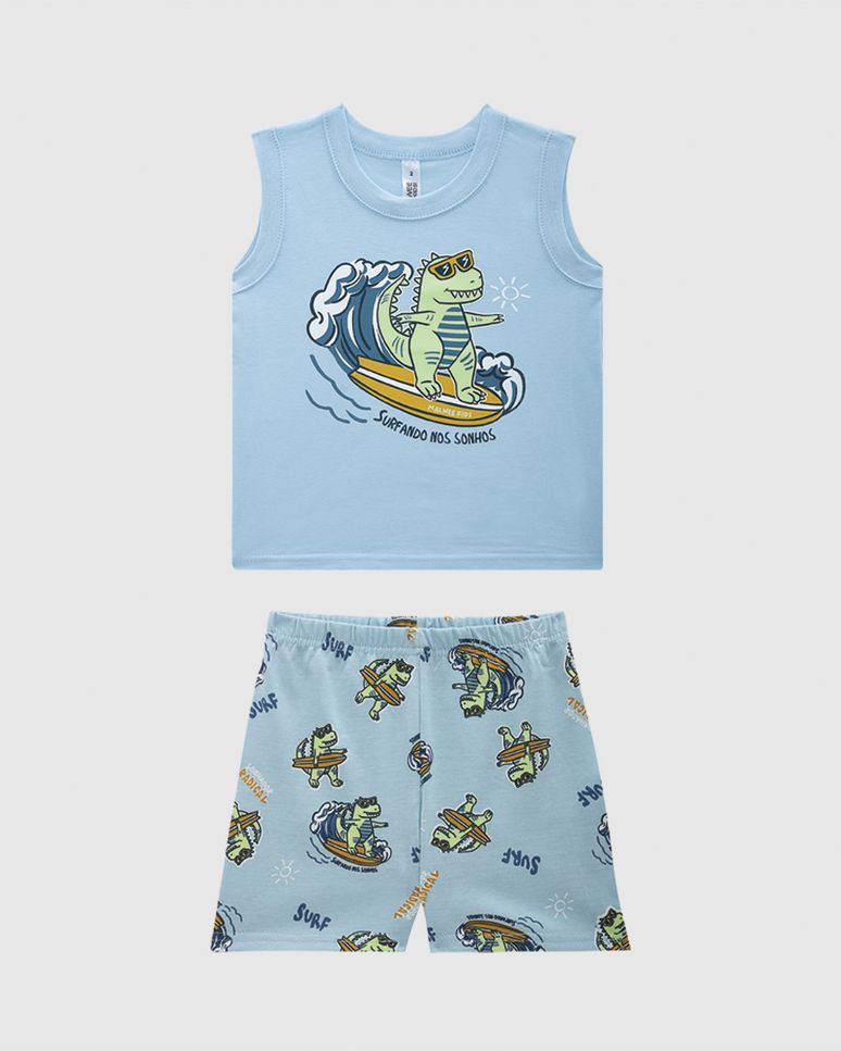 Pijama Infantil Menino Regata E Shorts Estampado Em Algodão Malwee Kids