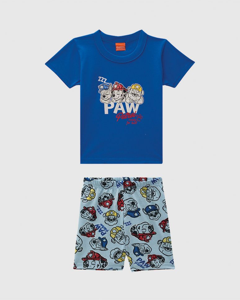Pijama Infantil Menino Shorts Estampada Patrulha Canina Em Algodão Malwee Kids