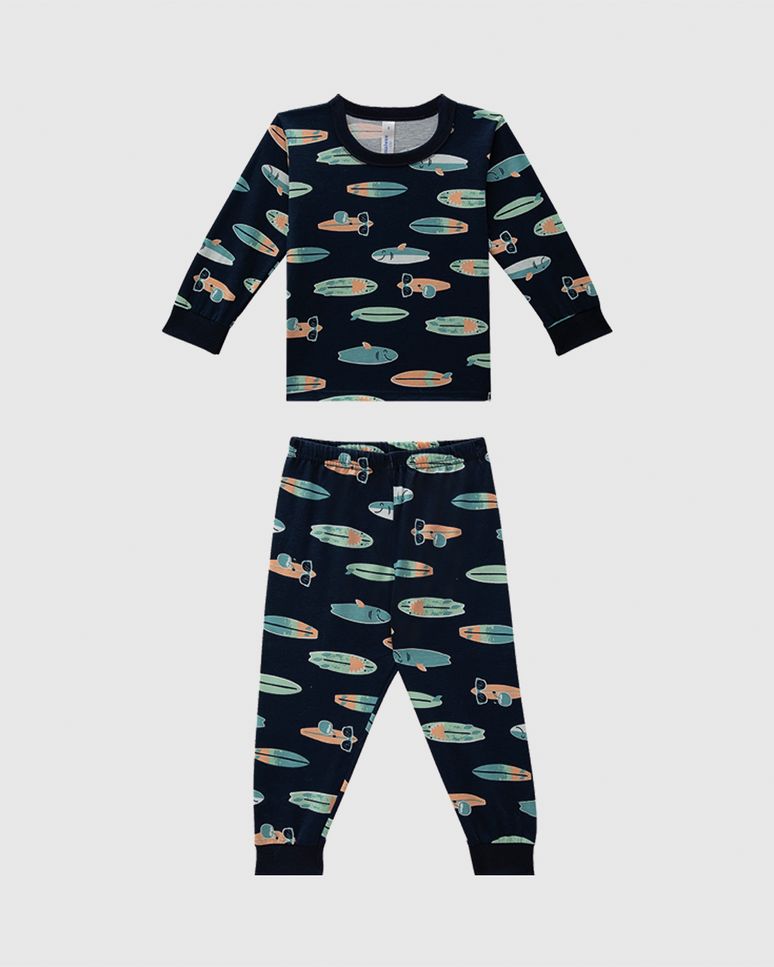 Pijama Longo Infantil Menino Rapport Brilha No Escuro Em Algodão Malwee Kids