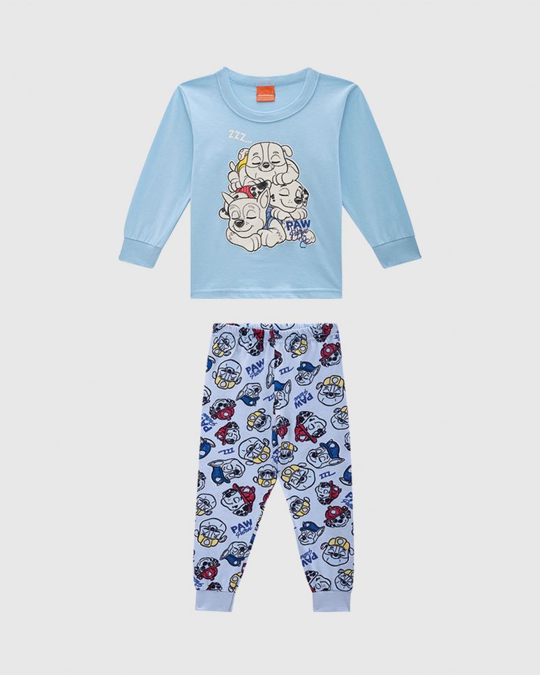 Pijama Longo Infantil Menino Patrulha Canina Brilha No Escuro Malwee Kids