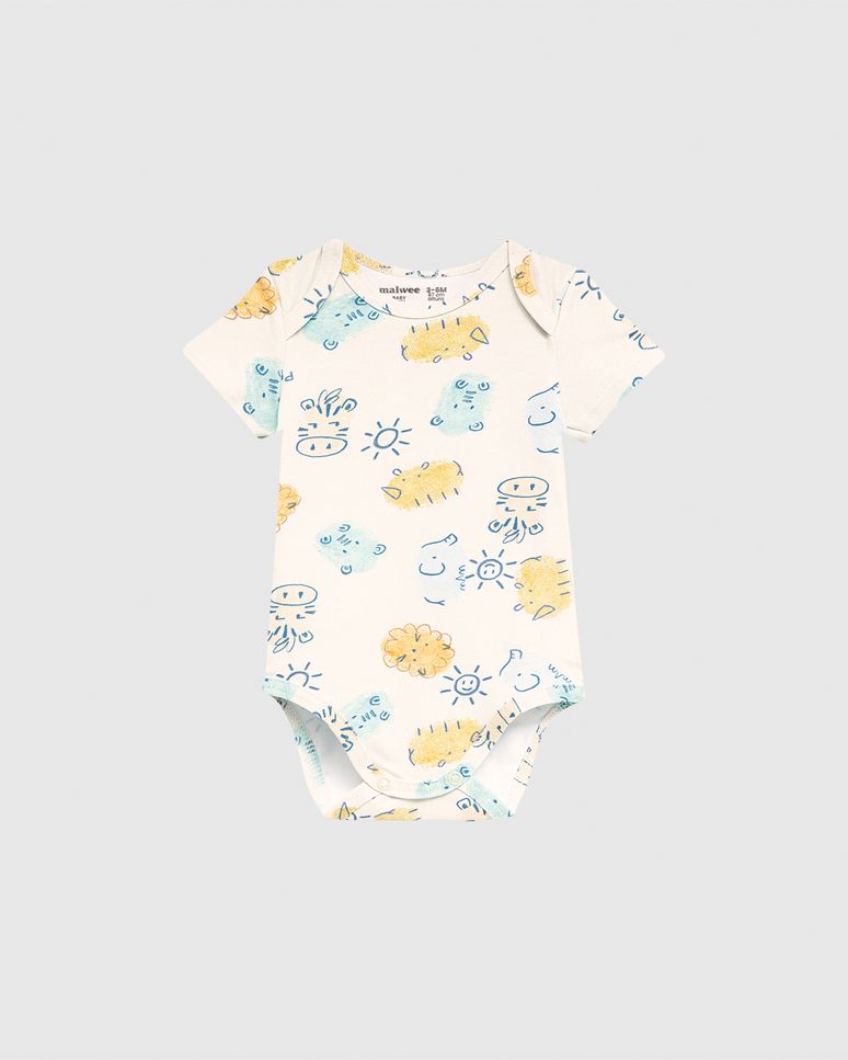 Body Bebê Menino Fechamento Botão De Pressão Em Algodão Malwee Kids
