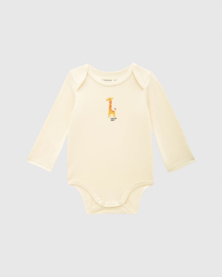 Body Bebê Unissex Manga Longa Estampa Frontal Em Algodão Malwee Kids
