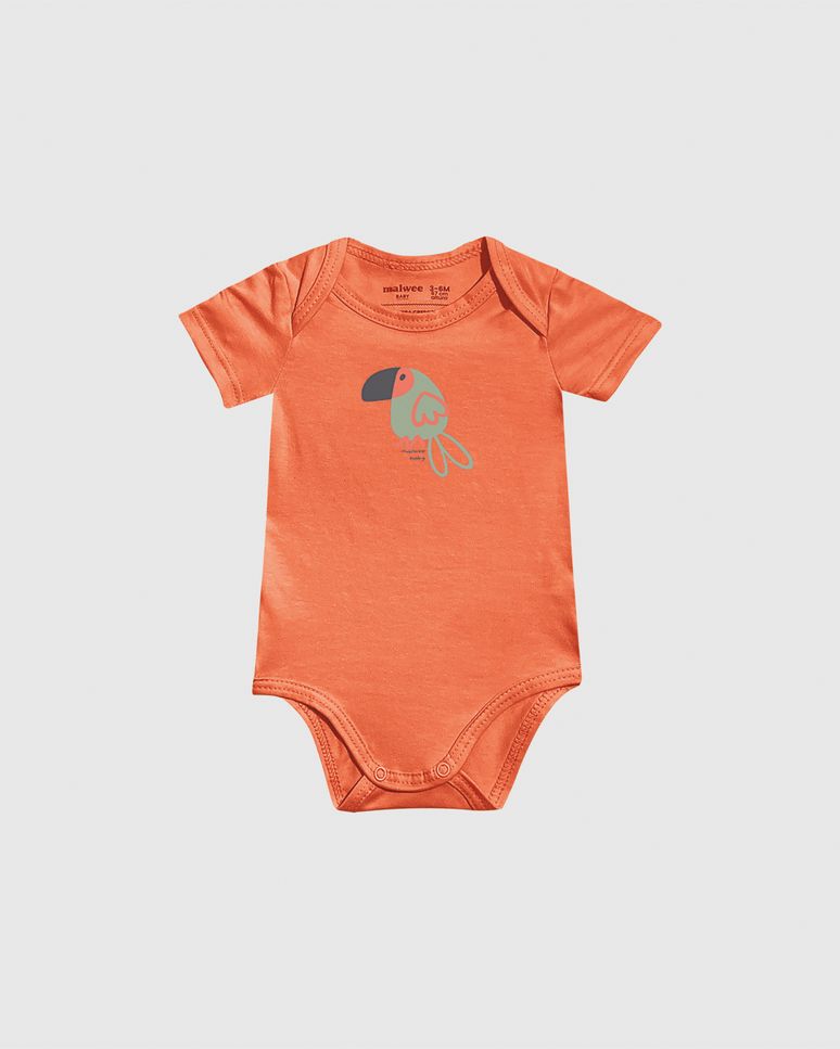 Body Bebê Menino Etiqueta Estampada Em Algodão Malwee Kids