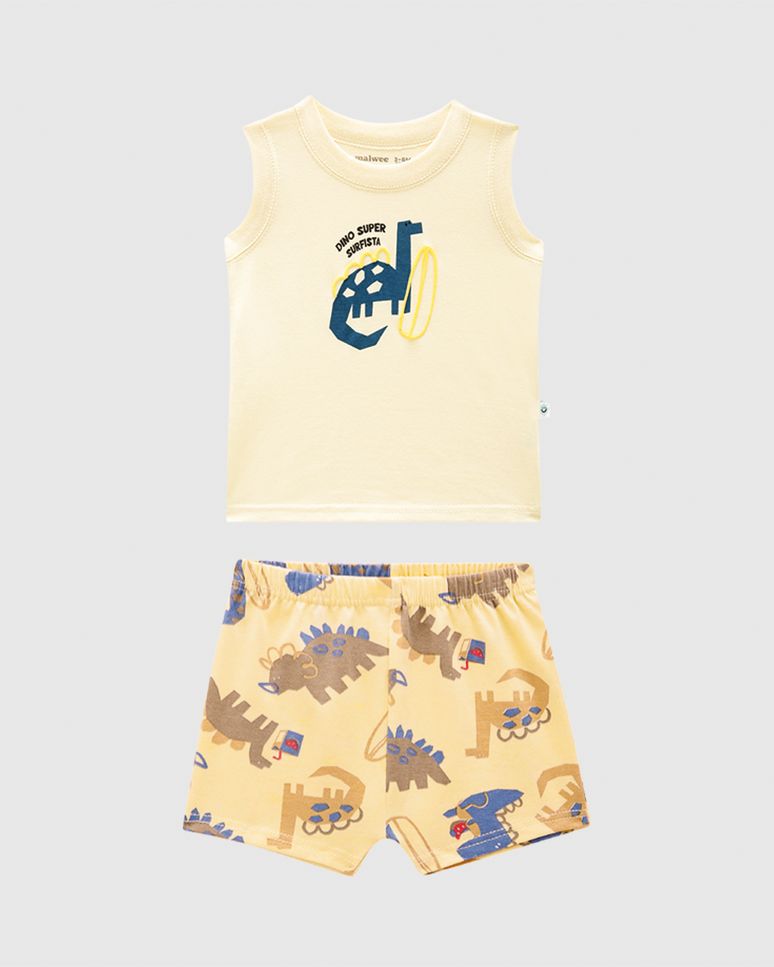 Conjunto Bebê Menino Dino Super Surfista Em Algodão Malwee Kids