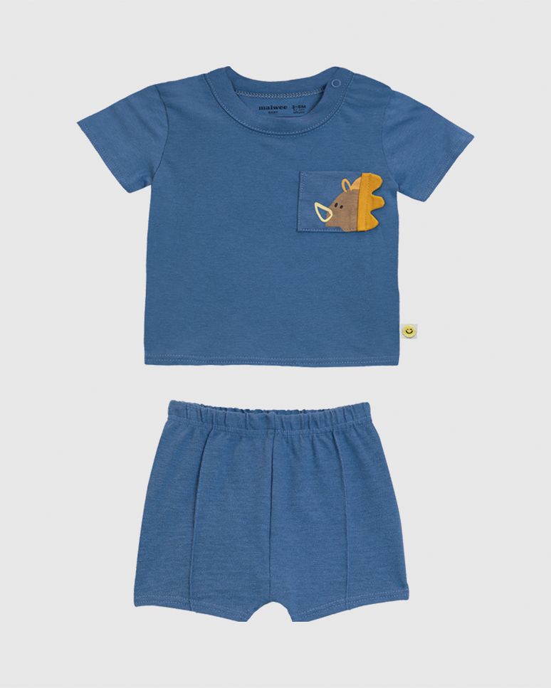 Conjunto Bebê Menino Camiseta Bolso Com Estampa Em Algodão Malwee Kids