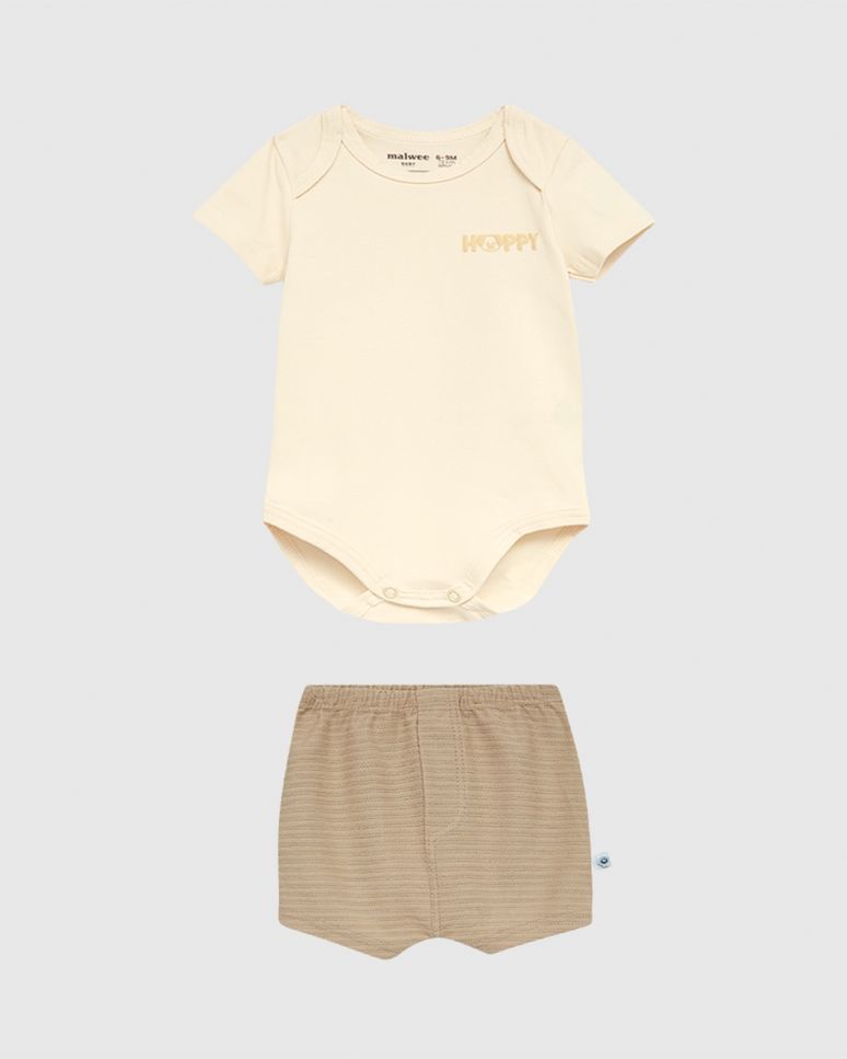Conjunto Bebê Menino Body Tradicional Estampa Happy Em Algodão Malwee Kids