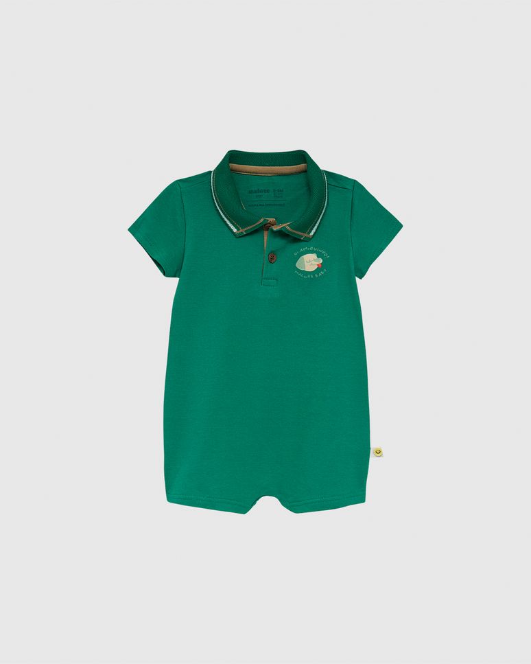 Macaquinho Polo Bebê Menino Peitilho Frontal Em Piquet Stretch Malwee Kids