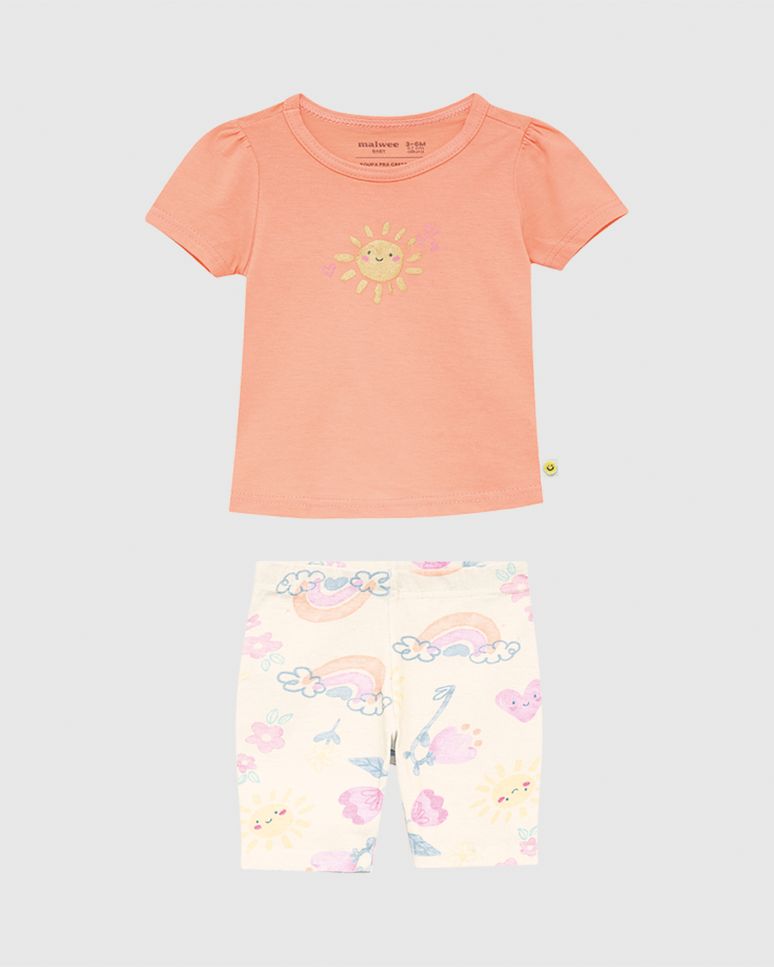 Conjunto Bebê Menina Estampa Glitter Solzinho Em Algodão Malwee Kids