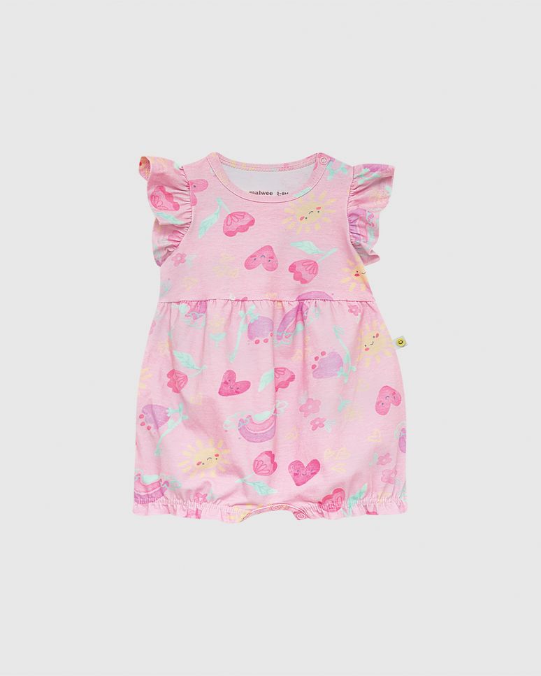 Macaquinho Bebê Menina Estampa Digital Em Algodão Malwee Kids