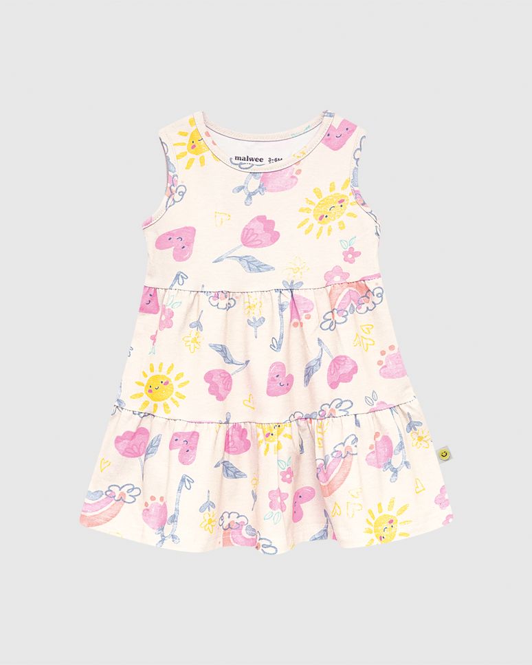 Vestido Infantil Regata Estampa Florzinhas Em Algodão Malwee Kids