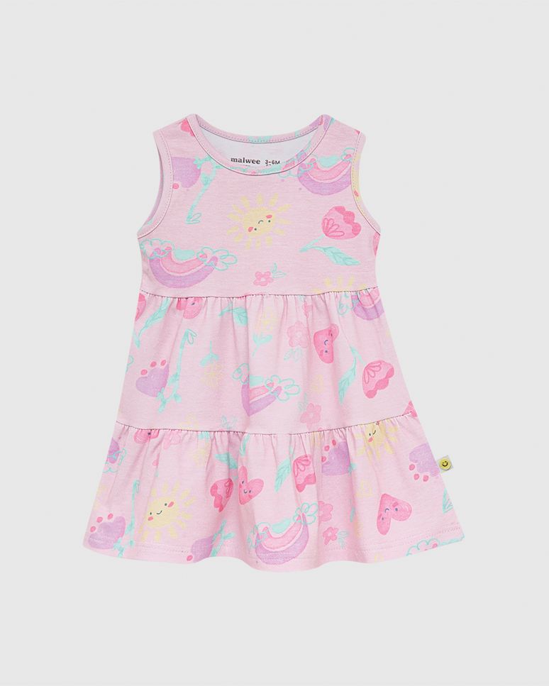 Vestido Infantil Regata Estampa Florzinhas Em Algodão Malwee Kids