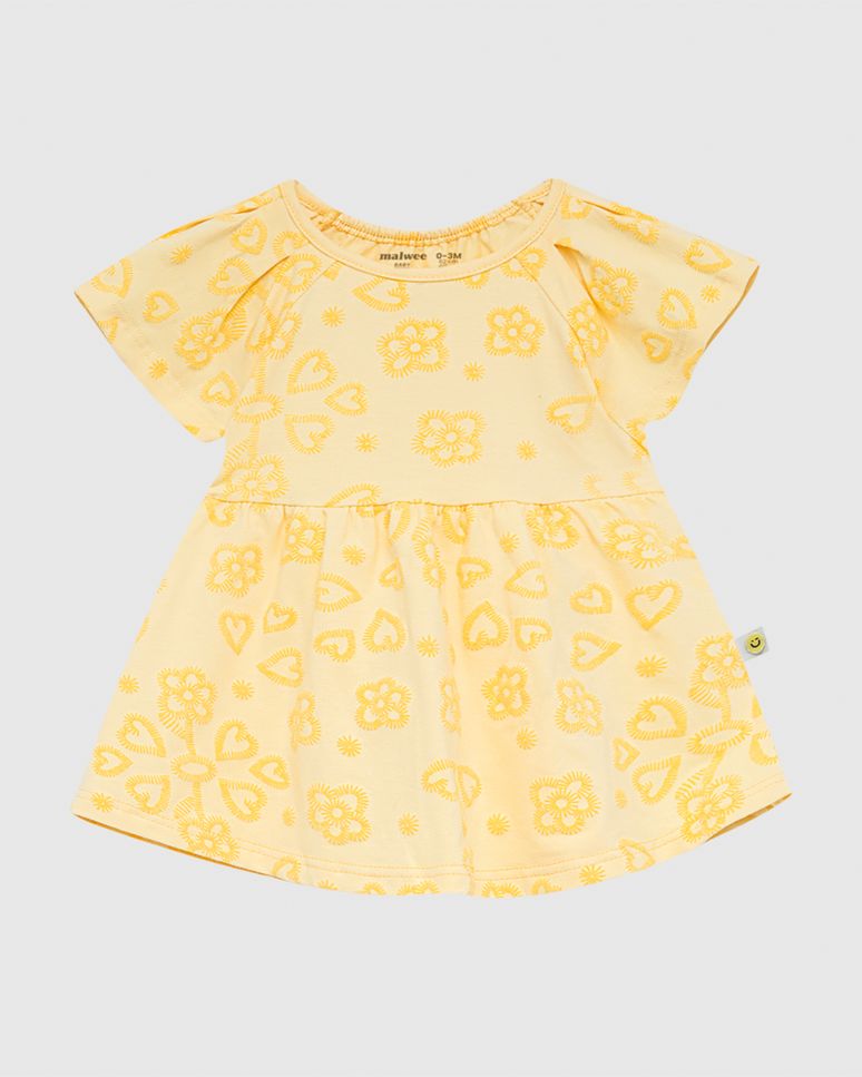 Vestido Infantil Rodado Estampa Com Bordados Em Algodão Malwee Kids
