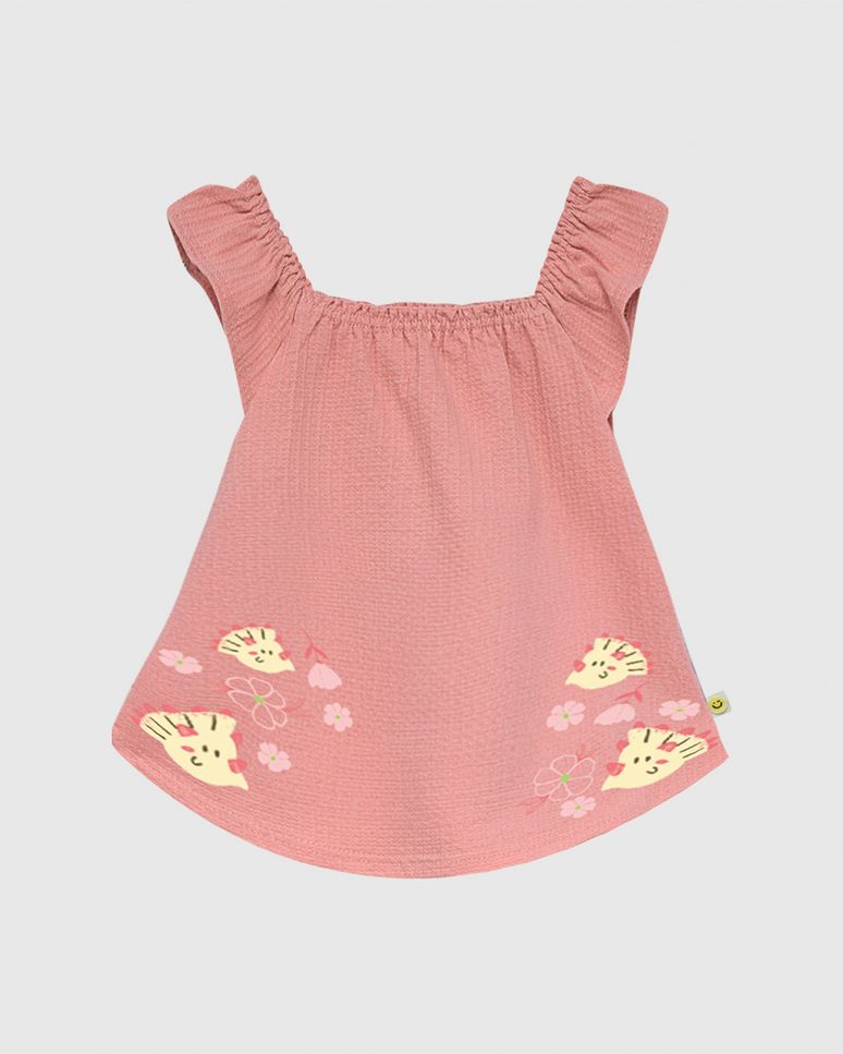 Vestido Infantil Decote Quadrado Em Malha Texturizada Malwee Kids