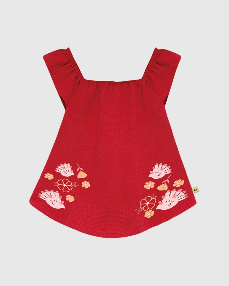 Vestido Infantil Decote Quadrado Em Malha Texturizada Malwee Kids