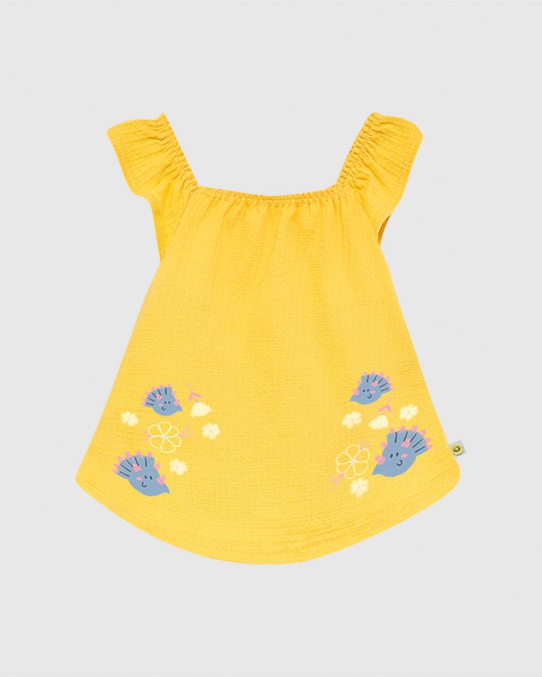Vestido Infantil Decote Quadrado Em Malha Texturizada Malwee Kids