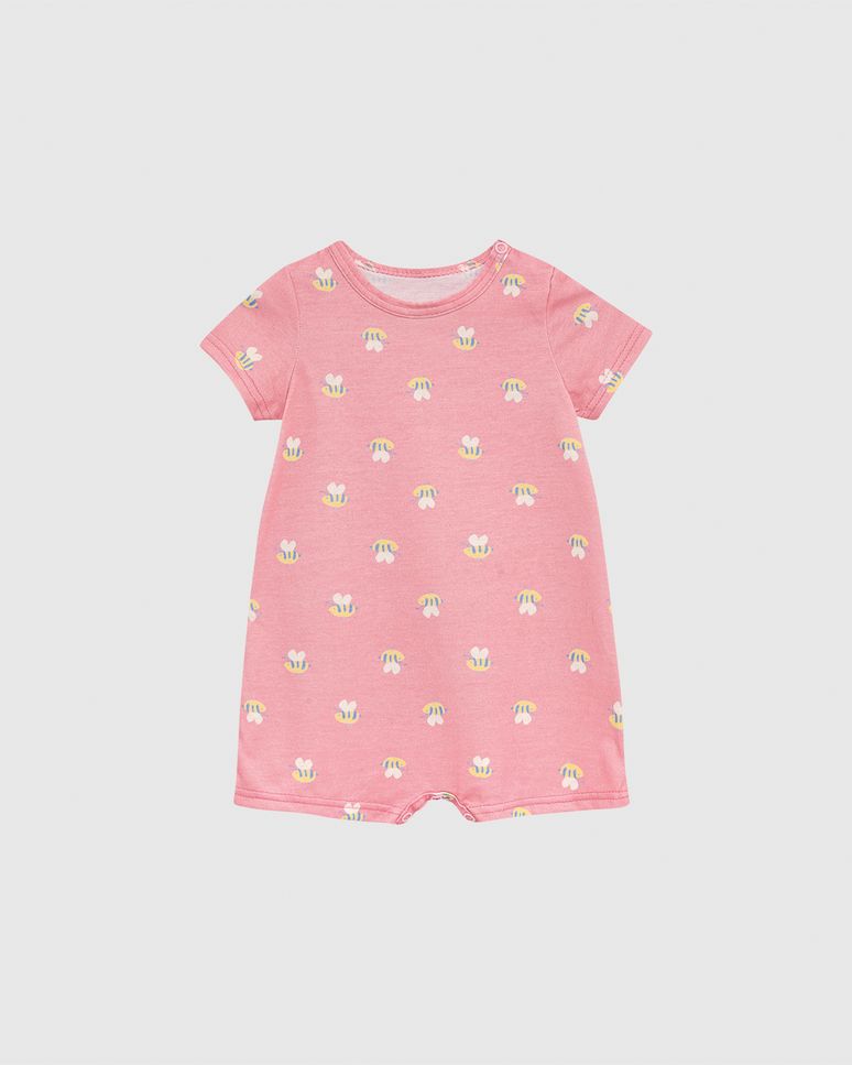 Macaquinho Bebê Menina Etiqueta Estampada Em Algodão Malwee Kids