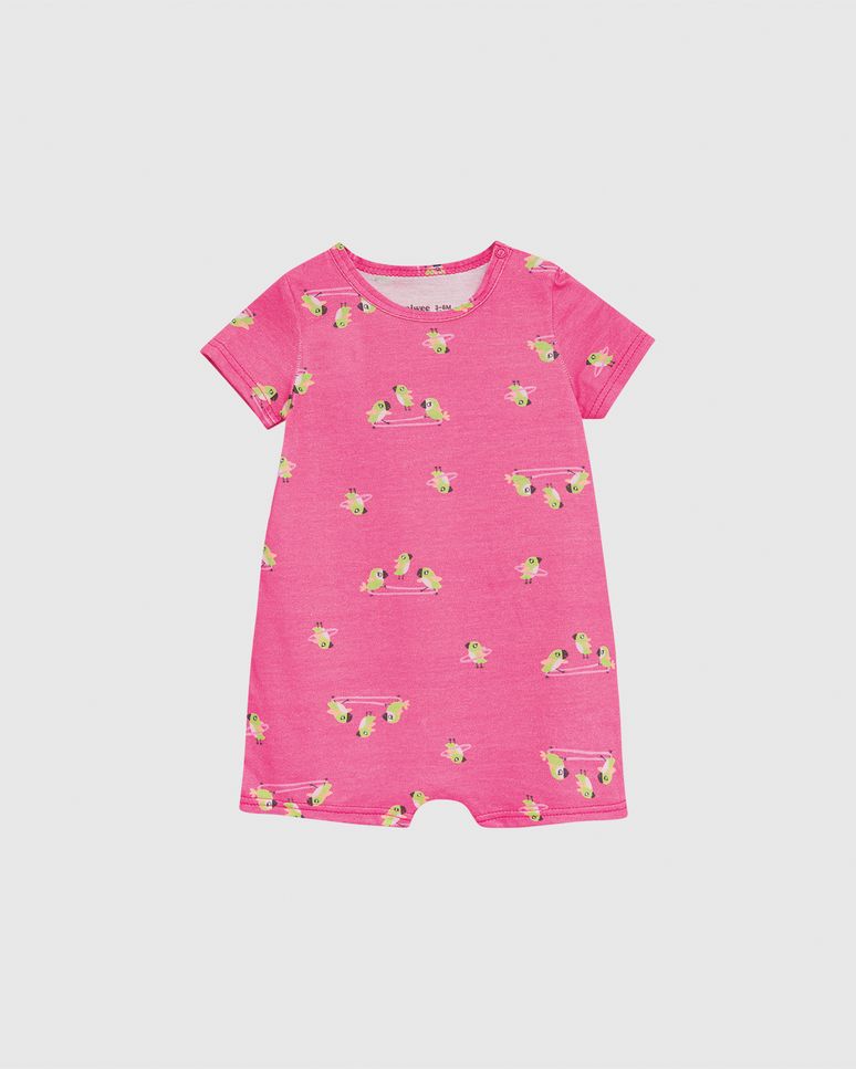 Macaquinho Bebê Menina Etiqueta Estampada Em Algodão Malwee Kids