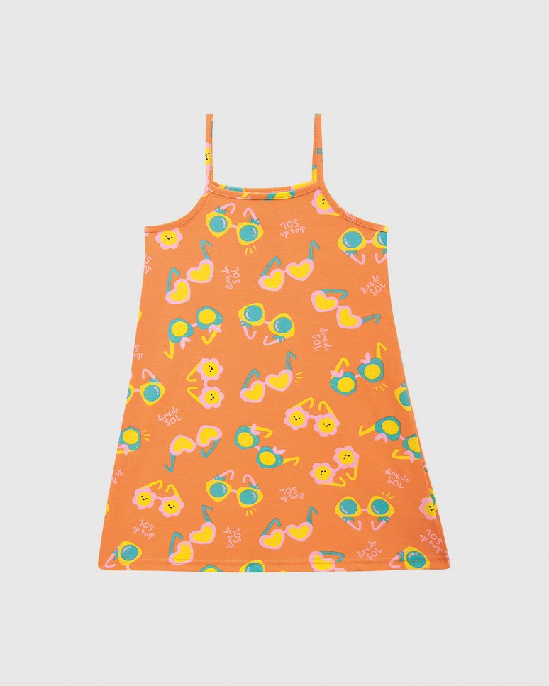 Vestido Infantil Amplo Estampa Digital Em Algodão Malwee Kids