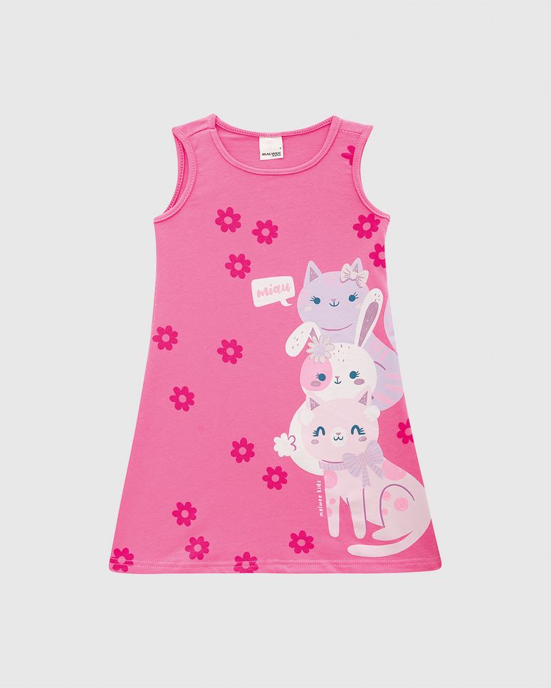 Vestido Infantil Evasê Com Estampa Em Algodão Malwee Kids