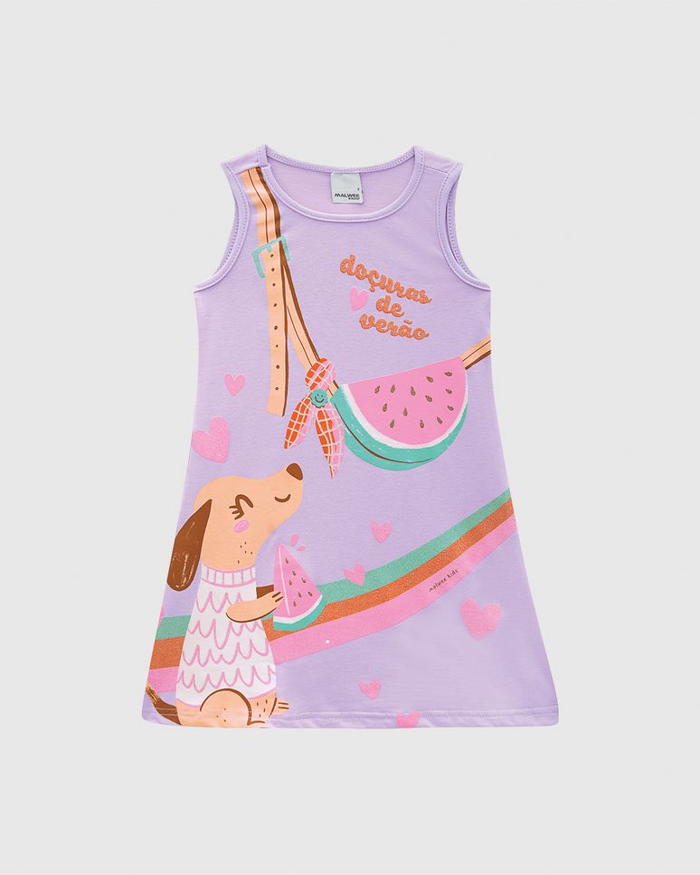 Vestido Infantil Evasê Com Estampa Em Algodão Malwee Kids