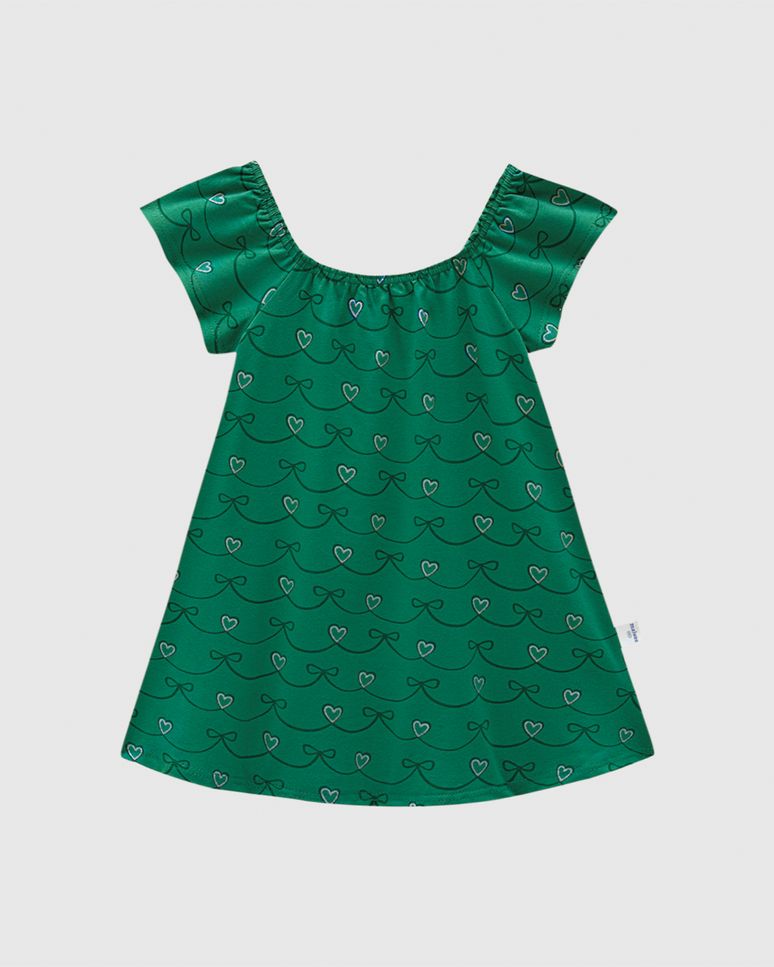 Vestido Infantil Evasê Estampa Coração Em Algodão Malwee Kids