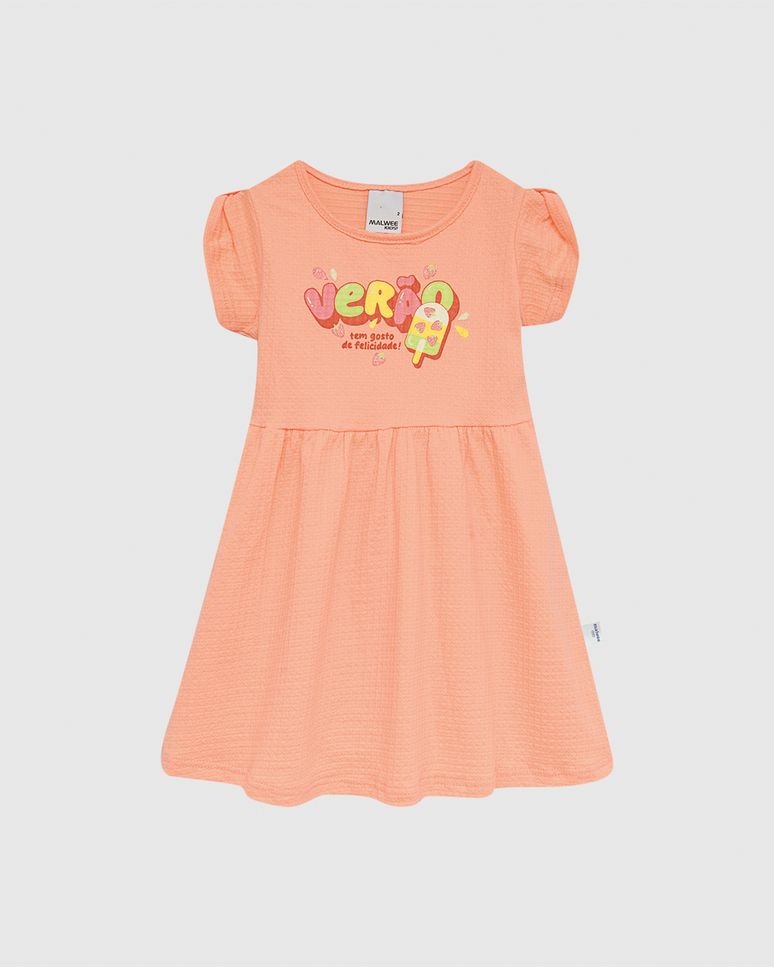 Vestido Infantil Verão Tem Gosto de Felicidade Malha Texturizada Malwee Kids