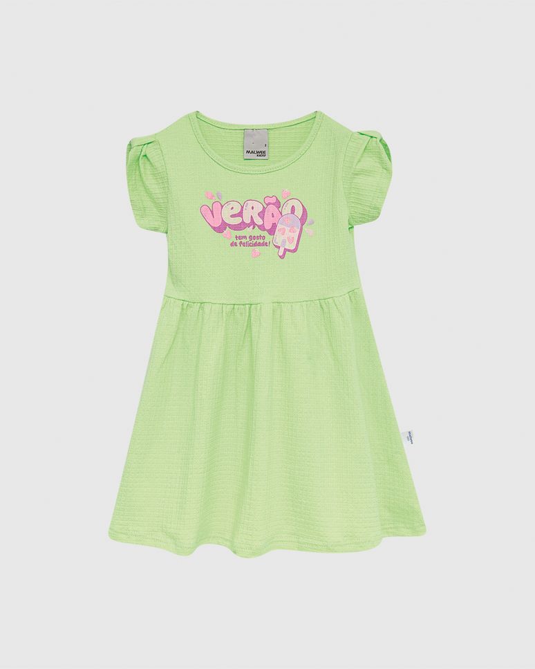 Vestido Infantil Verão Tem Gosto de Felicidade Malha Texturizada Malwee Kids