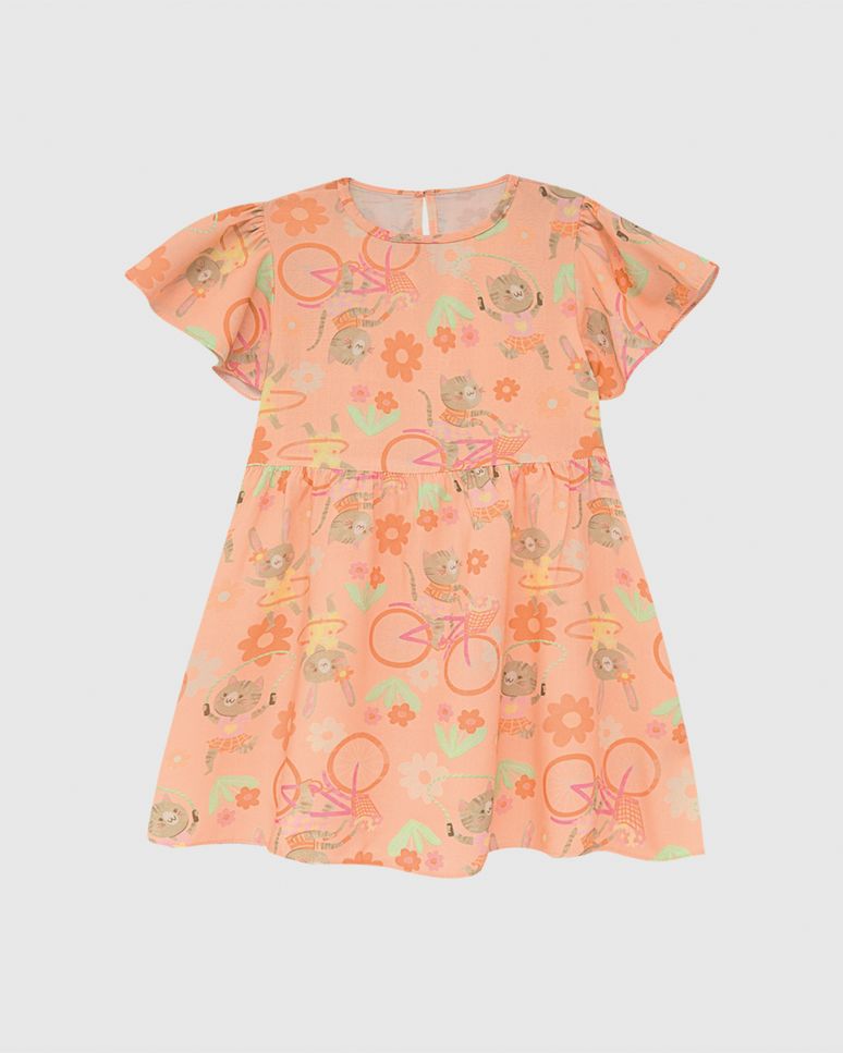 Vestido Infantil  Abertura Costas Fecho Gota Em Algodão Malwee Kids