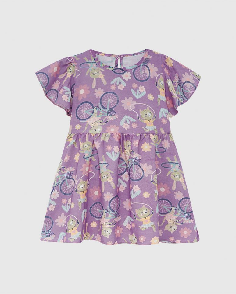 Vestido Infantil  Abertura Costas Fecho Gota Em Algodão Malwee Kids