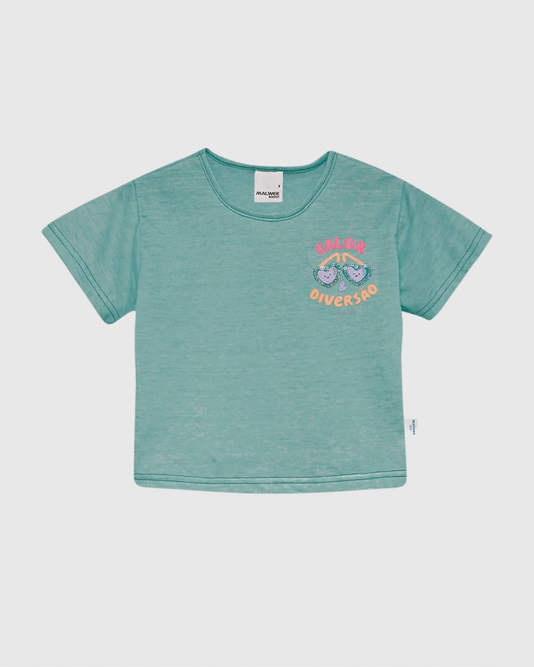 Blusa Infantil Menina Box Estampa Com Paetê Em Malha Rajada Malwee Kids