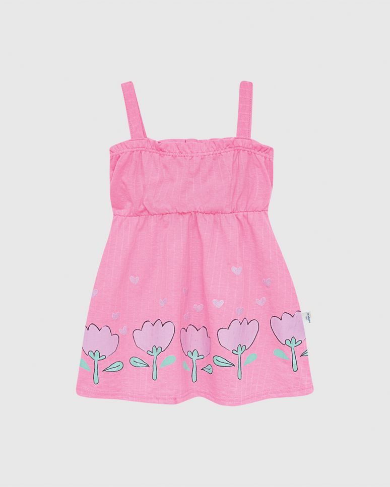 Vestido Infantil Decote Reto Com Elástico Em Malha Texturizada Malwee Kids