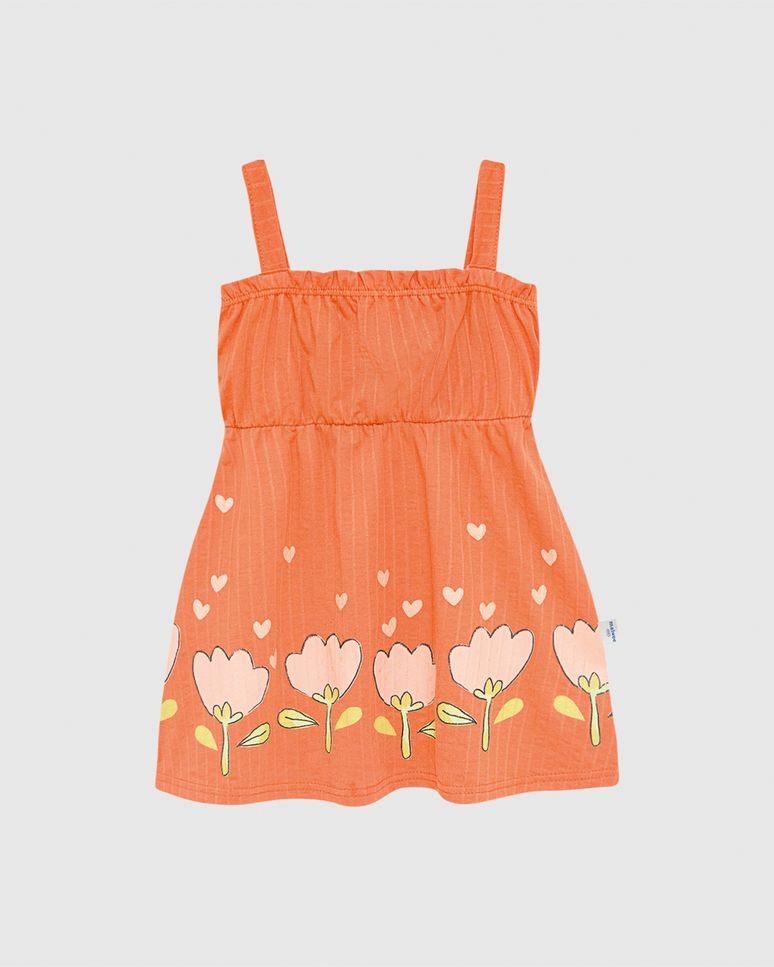 Vestido Infantil Decote Reto Com Elástico Em Malha Texturizada Malwee Kids