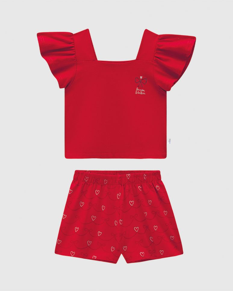 Conjunto Infantil Menina Blusa Estampa Brincar E Brilhar Em Algodão Malwee Kids